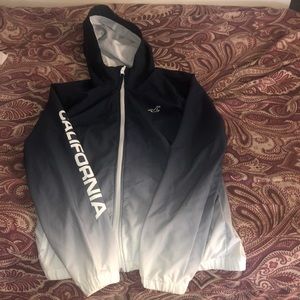 Blue shaded white Hollister windbreaker